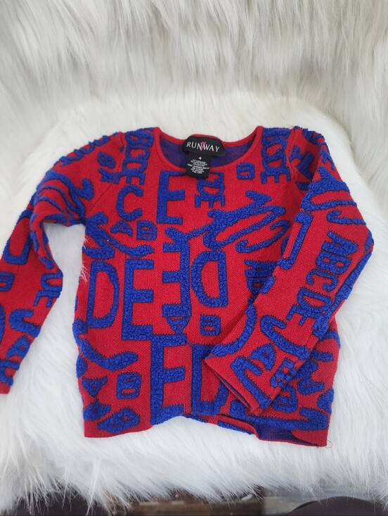 Runway 7 Other - Runway 7 Bold Red & Blue Alphabet Sweater, Size 4 Children